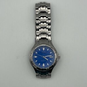 Guess Unisex Waterpro Indiglo Silver and Blue Watch Working